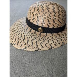 Tula Austin Straw Woven hat Sun Beach Wide Brim One Size Made In Mexico EUC